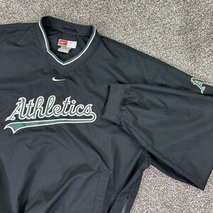 Vintage Nike Athletics Oakland A's Center Swoosh Pullover Windbreaker Mens Large